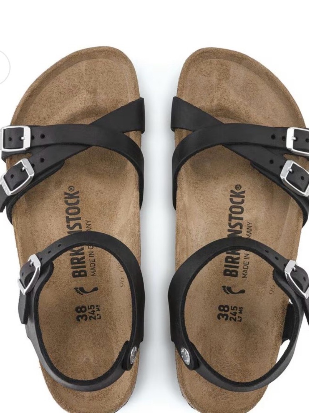 Birkenstock Black Leather Triple-Strap Ankle Sandals